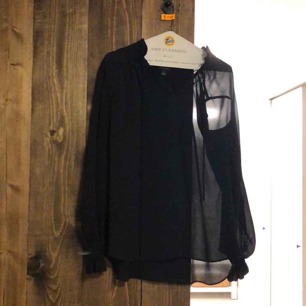 Ann Taylor black polyester blouse